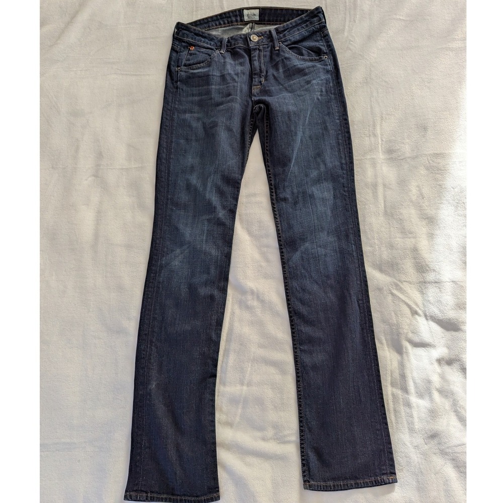 Hudson Carly Midrise Straight Leg Dark Wash Denim Flap Pocket Designer Jeans 27